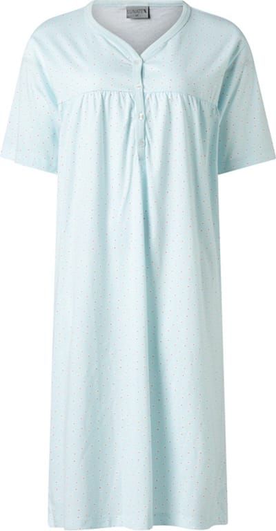 Lunatex - dames nachthemd 224160 - korte mouw - turquoise - maat S