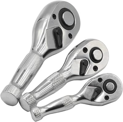 Mini Ratelset - Flexibele Kop - Klus Klaren - 72 Tands Werk - 3 Delig - Zilver