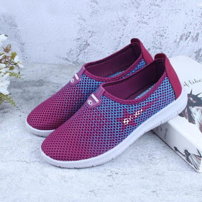 Dames Lente- en Zomer Ademende Holle Mesh Schoenen Middelbare leeftijd en Oudere Moeders Comfortabele Antislip Instappers 35 blue