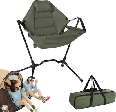 Buitenstoel Schommelkruk - Picknickstoel Terrasstoel - Ontspannen Buiten Zitten - Draagbaar Vrijstaande Structuur - 3.6 kg - Licht Groen