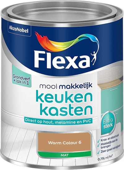 Flexa - Mooi Makkelijk Keukenkasten Mat - Warm Colour 6 - Mengverf - 750 Ml