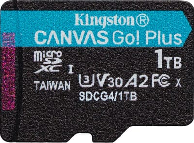 Kingston Technology 1TB microSDXC Canvas Go! Plus Gen4 200R A2 U3 enkel pakket zonder adapter