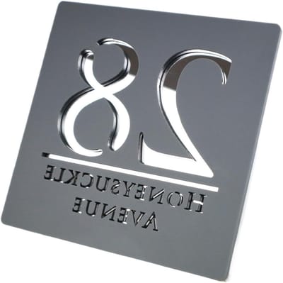 Huisnummer Plaat - Adresbord Huis - Huis Identificatie - Modern 3D Design - 30cm - Grijs Zilver