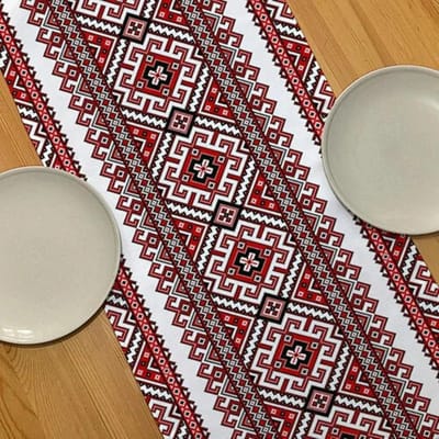 Oekraïense Tafel Runner, Tafelkleed in Geborduurde Stijl, Tafeldecoratie in Boerderijstijl, Kerst Tafeltextiel, Modern Tafeldecoratie 150x33cm