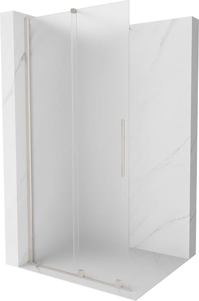 Mexen Velar schuifbare douchewand Walk-in 70 x 200 , ijsbloem 8 mm, geborsteld nikkel - 871-070-000-33-97