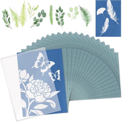 36-delige Cyanotype Set - Zonnepapier, Hoge Gevoeligheid, Acryl Deksel, Transparant, Creatieve Activiteiten voor Kinderen en Volwassenen