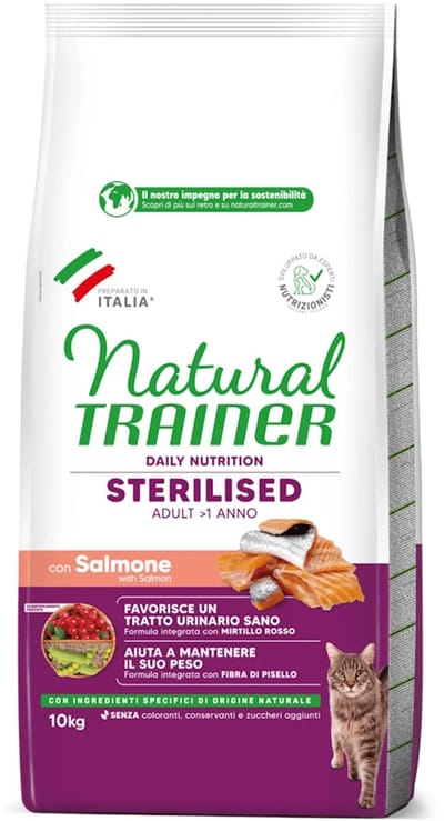 Natural Trainer Sterilised Zalm 10 kg - Kattenvoer voor gecastreerde/gesteriliseerde katten