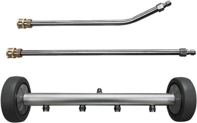 Hogedrukreiniger - Onderwagenreiniger - Autowassen - 4 Sproeiers - 45cm Hoekstang - Zilver