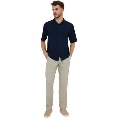 Threadbare Drewrea-herenoverhemd met korte mouwen (Marine)