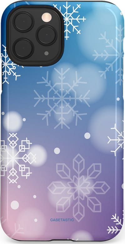 Casetastic hoesje geschikt voor Apple iPhone 11 Pro - Dubbellaagse bescherming - Winterse Sneeuwvlokken - Fashion Case - Lichtblauw Lavendel Lichtgrijs Lichtroze