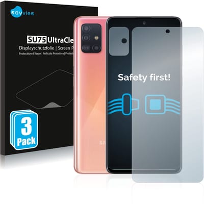 Savvies - Screenprotector voor Samsung Galaxy A51 (Voor+Camera) - Folie Beschermfolie transparant 6 Stuks