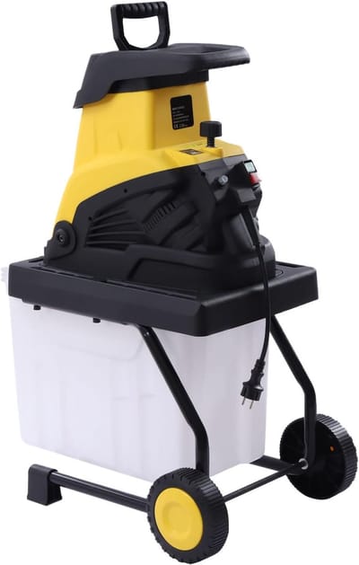 Elektrische Hakselaar - Tuinhakselaar Houtversnipperaar - Tuinafval Verwerken - Krachtige Koperen Motor - 45 Liter Opvang - Zwart Geel