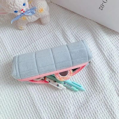 Étuis à crayons pour filles, papeterie Kawaii, sacs à crayons, oreiller en peluche, fournitures scolaires, pochette à crayons pour la rentrée scolaire bleu