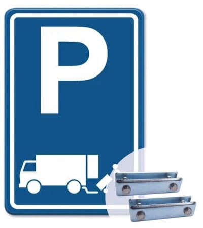 Parkeerbord Laden en Lossen - blauw - Weerbestendig Aluminium - 40x60 cm - Bevestiging: Met hekbeugels (voor spijlen- of gaashek)