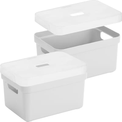 Sunware Opbergboxen met transparante deksel - 2x stuks - kastmanden - wit - 13 liter - kunststof - 35 x 25 x 18 cm - Opbergers
