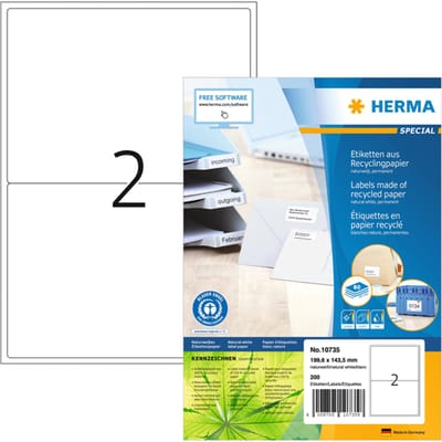 10735 - White - Self-adhesive printer label - Die-cut label - Paper - Laser/Inkjet - Permanent
