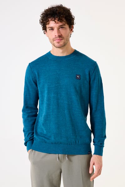 GARCIA Heren Effen Trui Blauw Lange mouw