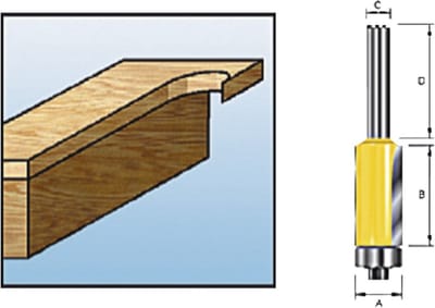 Makita D-10481 Freesbit Kantenfrees + lager S 8mm 12,7x25,4mm
