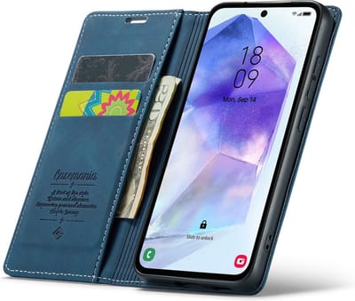 CaseMania Bookcase hoesje geschikt voor Oppo Reno11 F - Effen Donkerblauw - Kunstleer