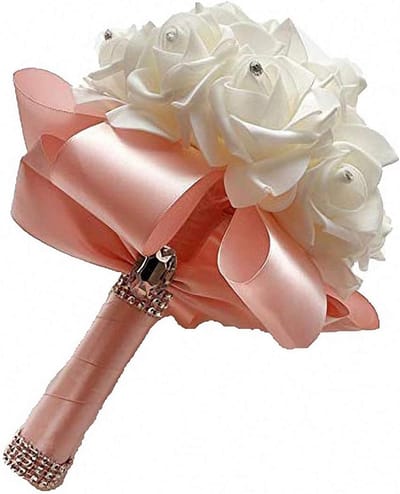 Bruidsboeket Kristal Rozen - Bruidsbloemen Decoratie - Bruiloft Versieren - Handgemaakt Kristal Decor - 18 x 18 x 24 cm