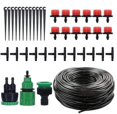 Druppelsysteem - Irrigatieset Sproeier - Planten Water Geven - Dubbele Standen - 10 Meter Slang - Zwart