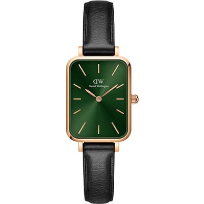 Daniel Wellington DW00100446 Quadro Dames Analoog Horloge met Leren Band zwart