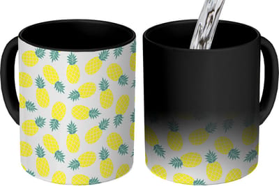 Magische Mok - Foto op Warmte Mokken - Koffiemok - Zomer - Tropisch - Design - Ananas - Magic Mok - Beker - 350 ML - Theemok
