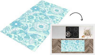 Keukenloper - Loper keuken - Bloemen - Blauw - Wit - Patroon - 120x60 cm - Keukenloper vinyl