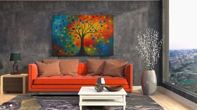 Canvas Schilderij - Boom van het Leven - Kunst - Wanddecoratie - Woonkamer - 150x100x2 cm