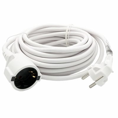 B-Tech Verlengsnoer/verlengkabel - voor ronde stekkers - wit - 1000 cm - Elektra kabels