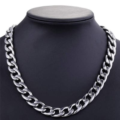 Cuban Link Heren Ketting Zilver kleurig - 9mm - Zwaar - Staal - Kettingen - Schakelketting - Papa Cadeau Voor Mannen - Vaderdag