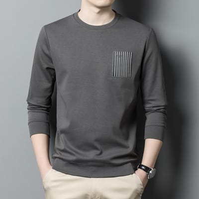 Nieuwe Herfst Trui Heren Jeugd Mode Knappe Print Basis Lange Mouw Ronde Hals T-shirt Herenkleding XXXXL gray