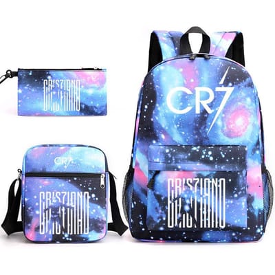 Grote schooltas met schouderband; studenten etui set van drie delen Cristiano ronaldo backpack