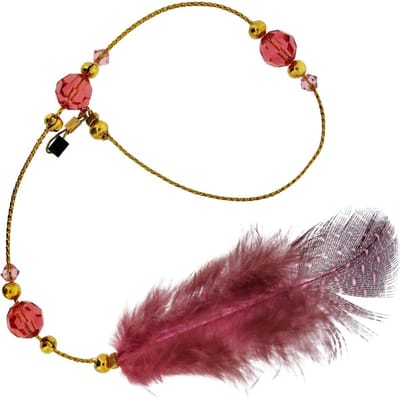 Hair Wire met Crystals en gekleurd veertje dark pink