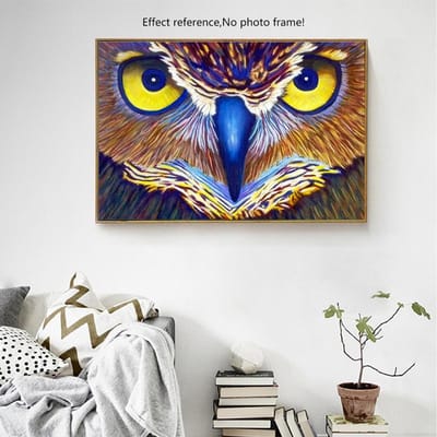 Diamond Painting Accessoires Uil Volledige Diamond Borduurpakket Complete Kit Dierenfoto's van Steentjes 20X30CM blue