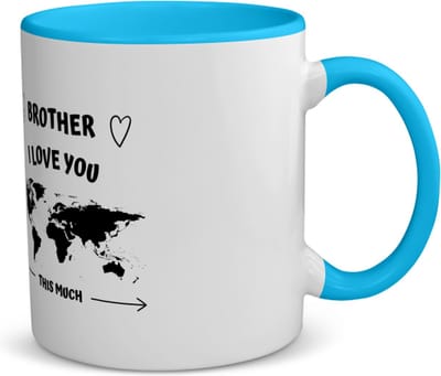 Akyol - brother i love you this much koffiemok - theemok - blauw - Broer - geweldige broer - liefste broer - verjaardag - cadeau - kado - bedankje - geschenk - 350 ML inhoud