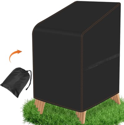 Hoes voor tuinstoelen, 210D Oxford-stof, beschermhoes voor tuinstoelen, waterdicht, winterbestendig, beschermhoes voor stapelstoelen met trekkoord, winddicht, scheurvast, 64 x 64 x 120 cm (zwart)
