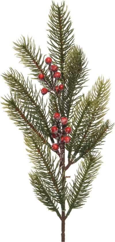 Decoris kersttak/dennentak - groen met bessen - 52 cm