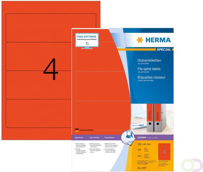 Herma Ordneretiketten 192 x 59 Rood - 100 etiketten