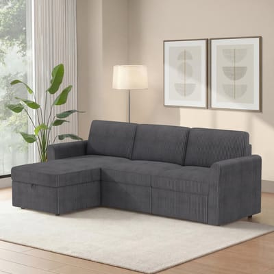 Nordhus-Sofa 3-zitter met opbergruimte keerbare chaise chaise corduroy antraciet