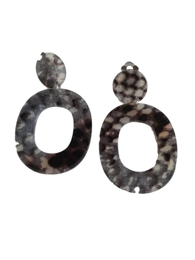 Petra's Sieradenwereld - Clipoorbel hanger snake shiny brown grey kunststof (300)