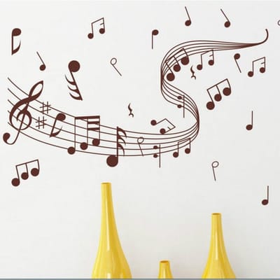2 Pièces Autocollant Papier Peint Note de Musique Ménager DIY Autocollants Muraux pour Décoration de la Maison gray