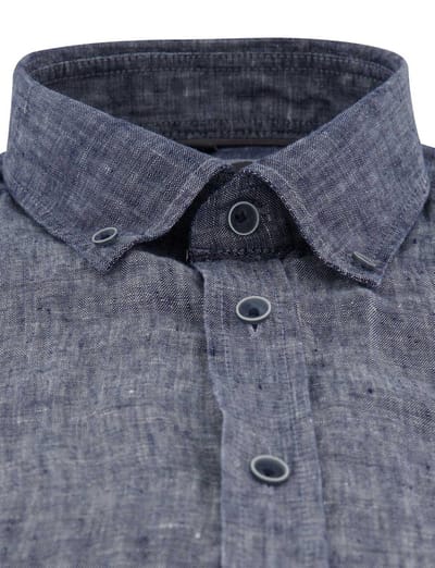 Overhemd Casa Moda donkerblauw wijde fit gemeleerd korte mouw
