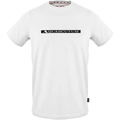 Aquascutum Heren-T-shirt met contrasterende strepen en logo (Wit)