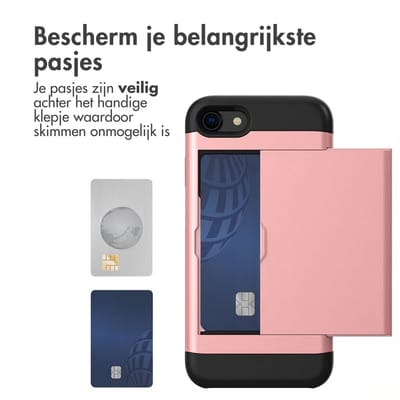imoshion Hoesje met Pasjeshouder - Geschikt voor Apple iPhone SE (2022) / SE (2020) / 8 / 7 - Rosé Goud