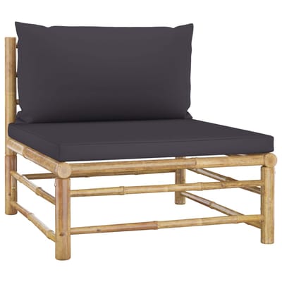vidaXL - 4-delige - Loungeset - met - donkergrijze - kussens - bamboe