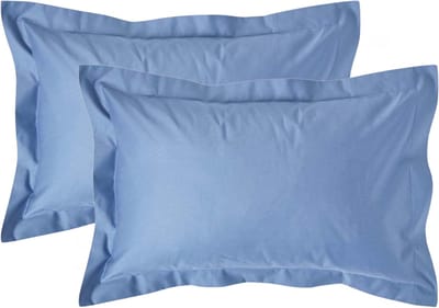Homescapes Luxe Satijn Kussensloop 50x75 cm met Sierrand – Staalblauw – Set van 2 – 100% Egyptisch Katoen Satijn – Draaddichtheid 1000