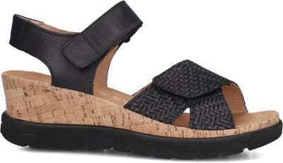 Hartjes Jazz Sandalen - Met Sleehak - Dames - Zwart - Maat 40