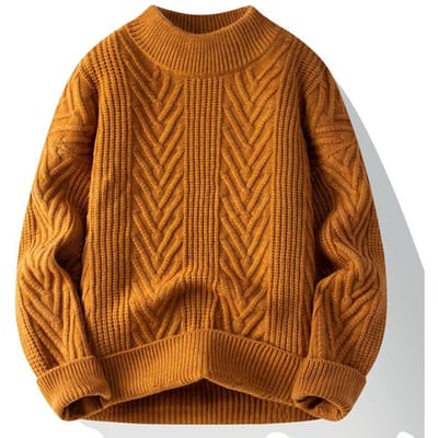 Effen Kleur Herfst en Winter Heren Verdikte Losse Trui Mode Trui Gebreide Trui Buitenlandse Stijl Veelzijdige Trend Top XXXL brown
