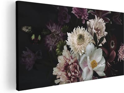 Artaza Canvas Schilderij Bloemen - 40x20 cm - Klein - Wanddecoratie Stilleven - Muurdecoratie Bloemen Schilderij - Schilderijen Op Canvas